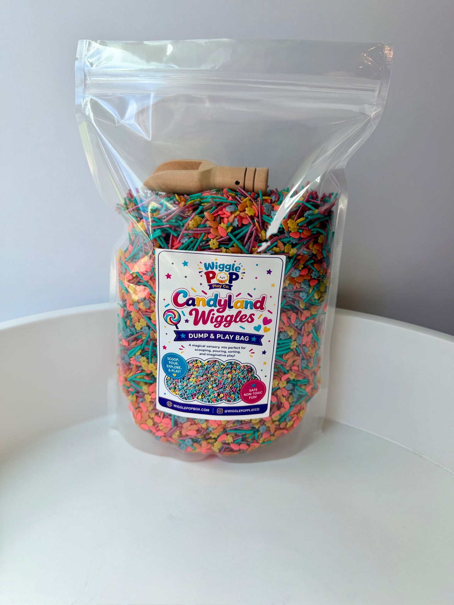 Candyland wiggles dump and play bag | Kids sensory bin filler