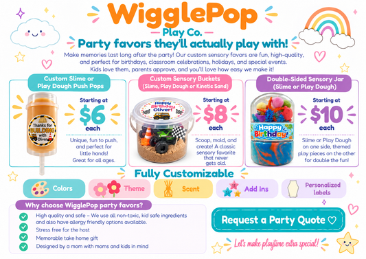 kids birthday party favors in central fl. ocala birthday party favors. sensory party favors.