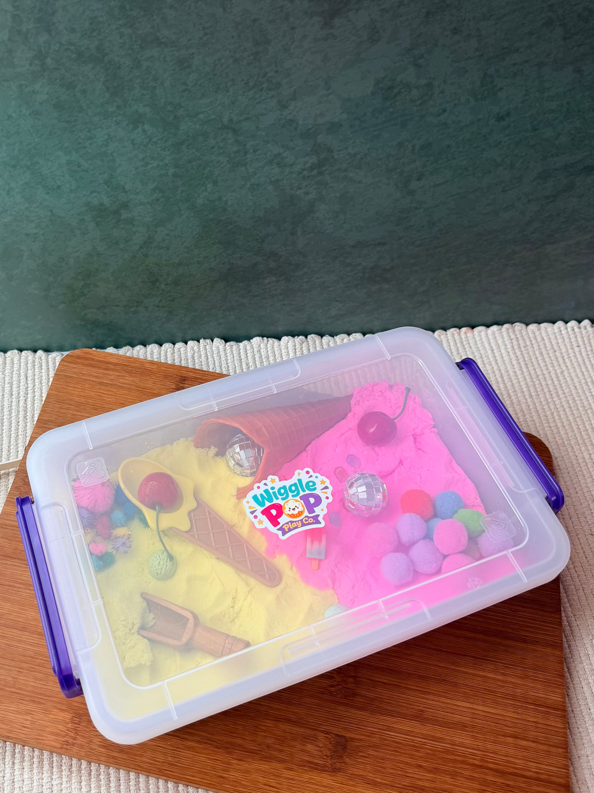 Large kinetic sand sensory bin for kids 