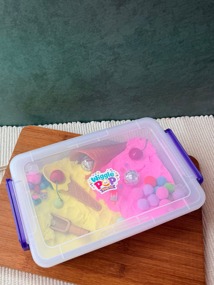 Large kinetic sand sensory bin for kids 