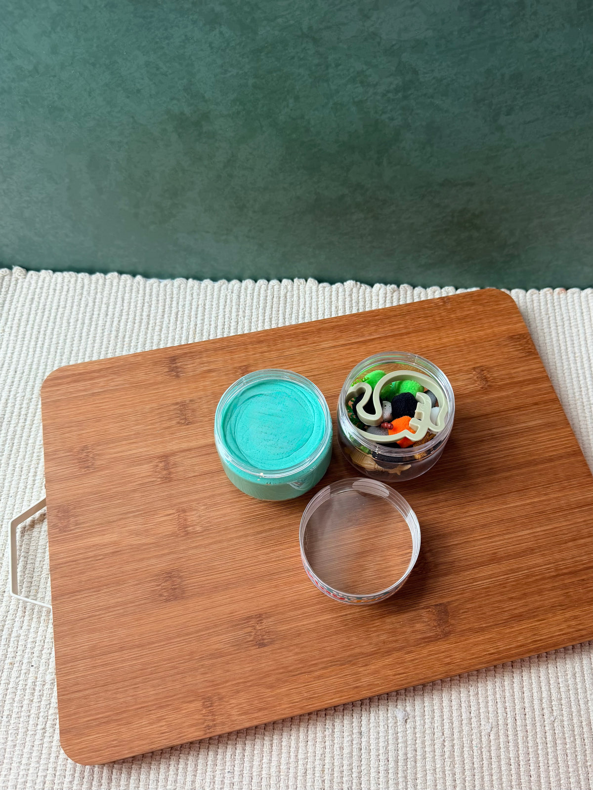 Double sided play jar dinosaur themed. Dino themed play dough. 