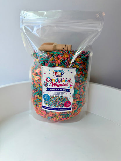 Candyland wiggles dump and play bag | Kids sensory bin filler
