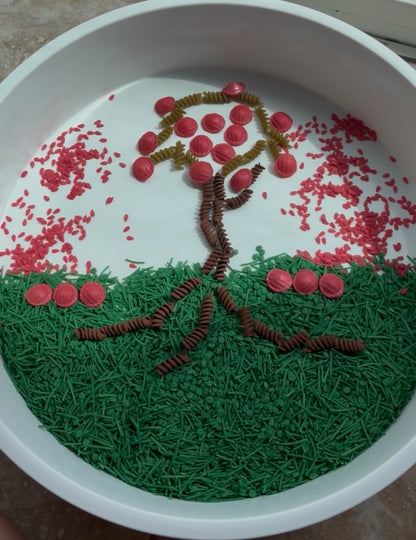 Apple orchard dump and play bag | kids sensory bin filler