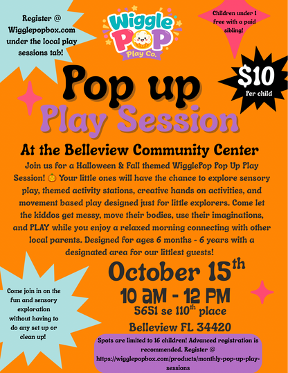 Belleview Pop Up Play Sessions | Sensory Play Session| Indoor Kids Play