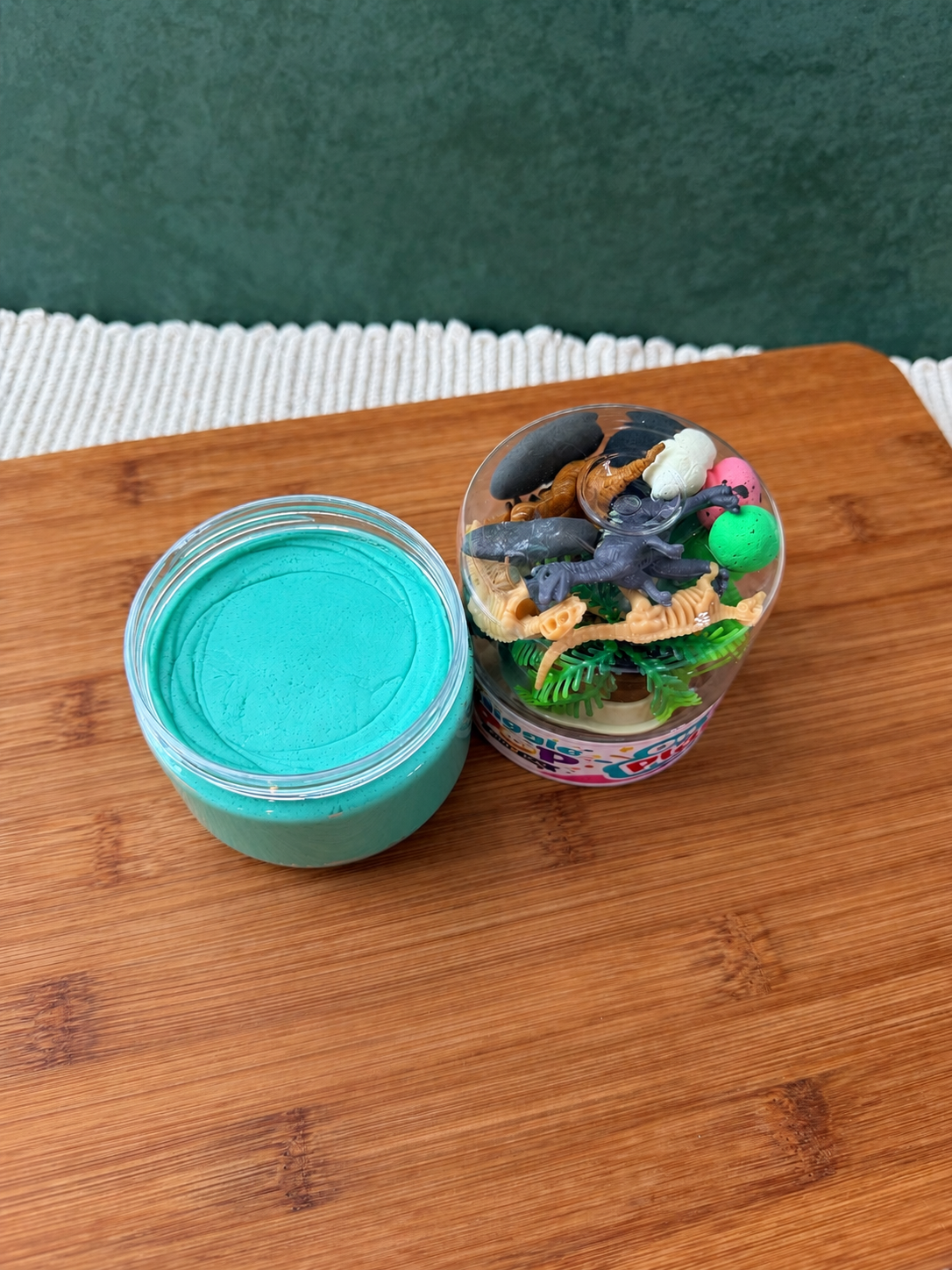 Play dough jar. Choose slime kinetic sand or play dough. Dino themed play jar 