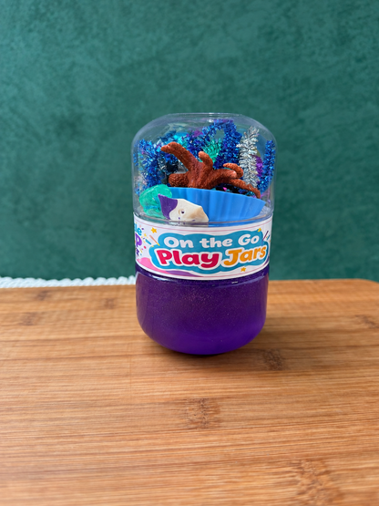 Double sided play jar with slime. Kids on the go slime jar. Kids slime 