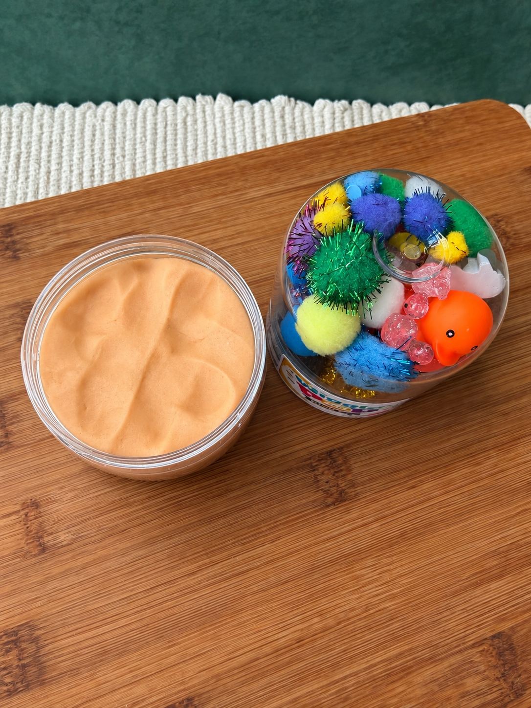 Double sided play dough sensory jar. 