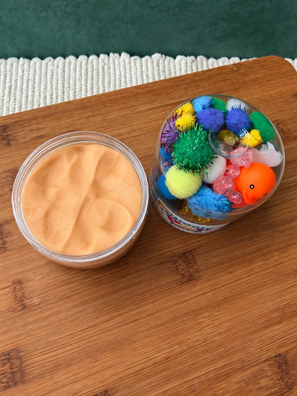 Double sided play dough sensory jar. 