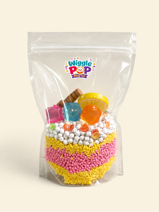 Lemonade dump & play sensory bag