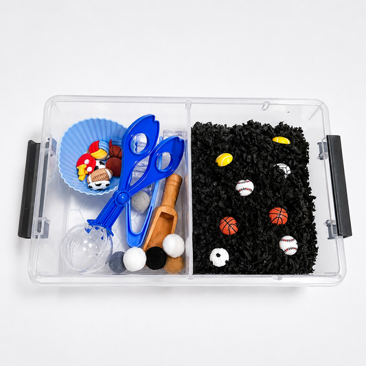 Sports Enthusiast grab and play  sensory bin
